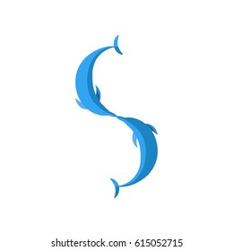 two dolphins vector illustration 