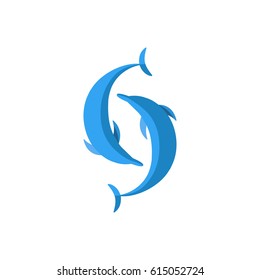 Two Dolphins Vector Illustration Stock Vector (Royalty Free) 615052724 ...