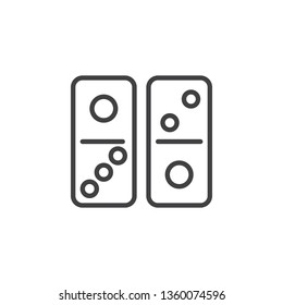 Two dominoes line icon. linear style sign for mobile concept and web design. Domino dice outline vector icon. Symbol, logo illustration. Pixel perfect vector graphics