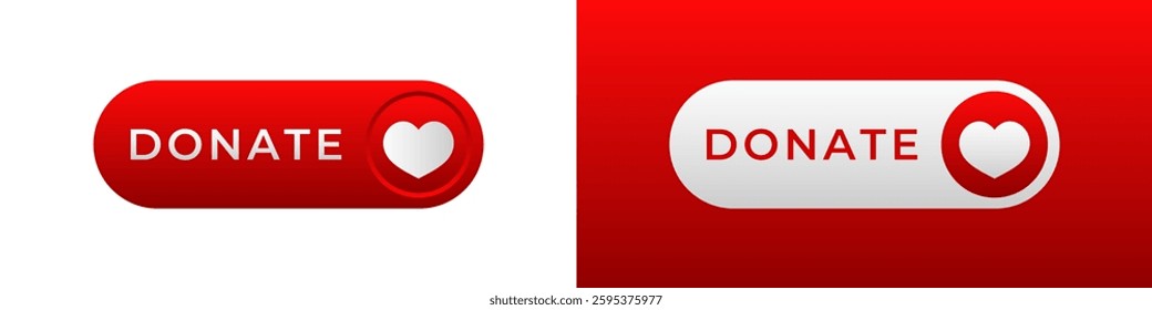 Two donate buttons feature a heart symbol, designed for online charity and fundraising platforms.