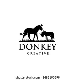 two donkey logo icon design vector illustration template