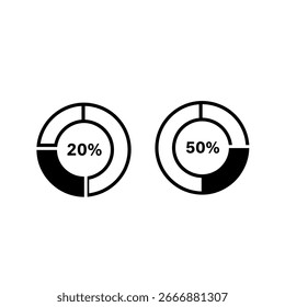 Two donut charts showing data percentages, 20% and 50%, respectively.