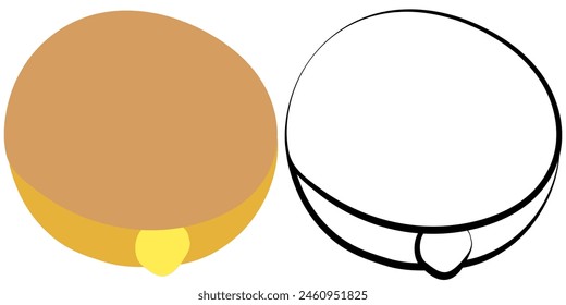 Icono de dibujo de contorno de dos donas. diseño plano de símbolo y aislado sobre fondo blanco.