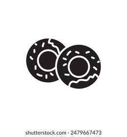Two donut vector icon.simple flat black trendy style illustraion for web and app on white background..eps