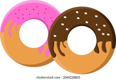 Two donuts, illustration, vector on white background.