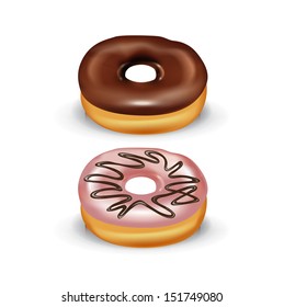 two donuts isolated on white background