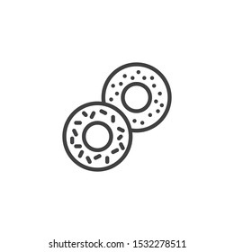 Two donuts line icon. linear style sign for mobile concept and web design. Donuts outline vector icon. Symbol, logo illustration. Vector graphics