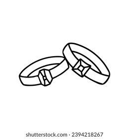 Two Doodle Engagement Rings on a white background.