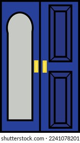 two door blue cupboard vector