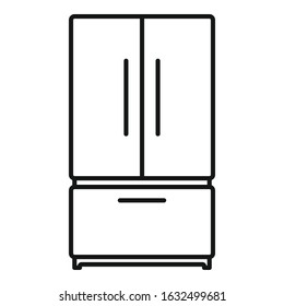 Two door fridge icon. Outline two door fridge vector icon for web design isolated on white background