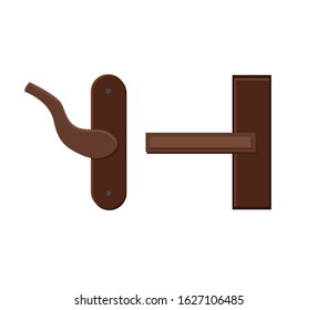 Two door handles on a white background for construction and design. Cartoon style. Vector illustration