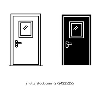 Dos puertas con manijas y ventanas que muestran líneas diagonales dentro de negro