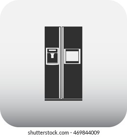 Two doors smart refrigerator sign simple icon on  background