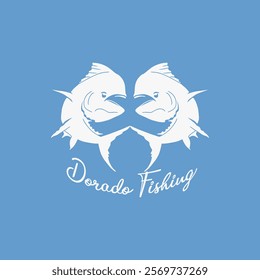 Two Dorado or Mahi Mahi Fish Vector Hand Draw Design