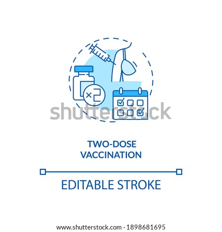 Two dose vaccination concept icon. Covid vaccination. Best result for treatment patients. Medical idea thin line illustration. Vector isolated outline RGB color drawing. Editable stroke