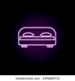 two double bed neon icon. Elements of furniture set. Simple icon for websites, web design, mobile app, info graphics