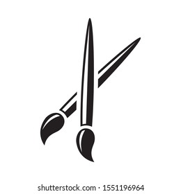 Two Double Drawing Paint Brush Trendy Flat Style Icon Vector