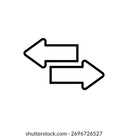 Two double straight outline arrows pointing in opposite directions. Vector illustration.