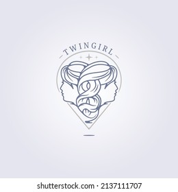 símbolo de dos, doble, hermana gemela punto de signo, diseño de ilustración vectorial del logotipo de tratamiento capilar