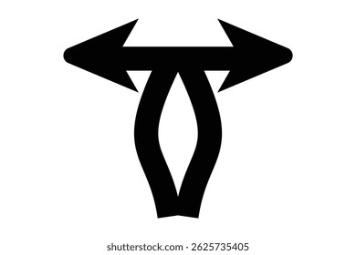 two and double way direction arrow icon, vector arrow icon.