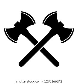 Two double-faced viking axes icon black color