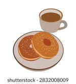 two doughnuts and a glass of chocolate
