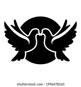 two dove of peace with circle silhouette design