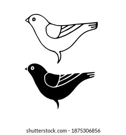 Two dove. Peace, Freedom symbols. Hand drawn illustration. 