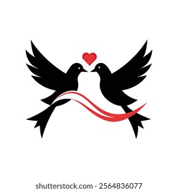 two doves carrying a heart