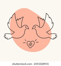 Two doves and a heart. Perfect for Valentine's day, wedding designs.