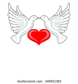 Two doves with heart for your design