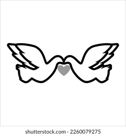 two doves kissing each other mediated by love as a sign of love and loyalty at the moment of valentine