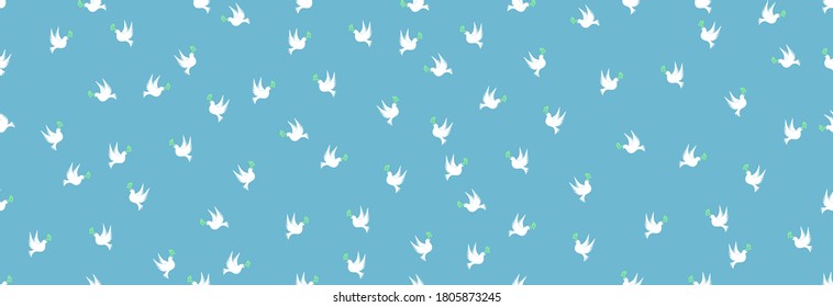 Two doves peace symbol seamless pattern.