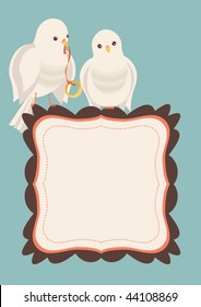 Two doves with a wedding ring