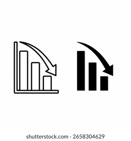 Two downward trending bar graphs with arrows indicating decline.