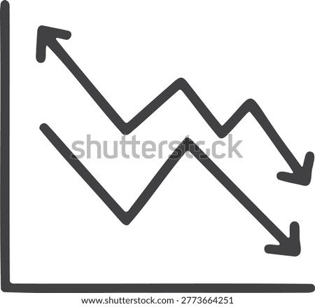 Two downward zigzag arrows representing double decline sentiment
