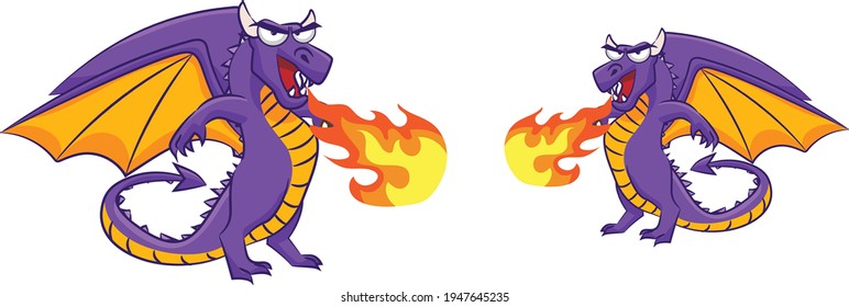 Two Dragon cartoon vector art and illustration