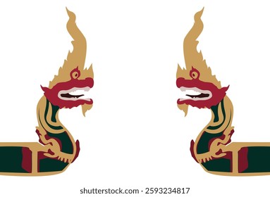 Two dragon head on white background