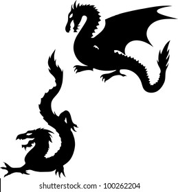 Two Dragon Silhouettes