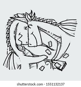 Two dragons fool around with tarot cards. Fairytale cute monster. Vector illustration