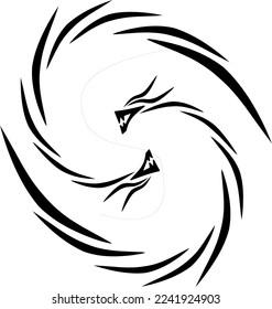 dos dragones que rotan en forma de espiral y la rotación es en forma de S muy elegante y atractiva