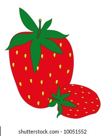 Two drawn strawberries on a white background