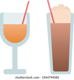 Two drinks in different glasses