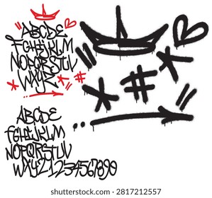 Two dripping graffiti spray tag fonts on a white background. Symbols. Part 9 - The end.