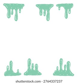 Two drips mint green slime dripping vector illustration elements