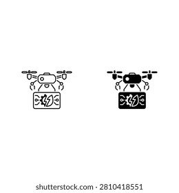 Two drones with cameras and logos flying in the sky aerial photography remote control