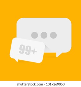 Two drop-down message frames on a yellow background for social networks