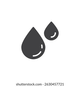 Two drops vector icon. filled flat sign for mobile concept and web design. Water droplets glyph icon. Irrigation symbol, logo illustration. Vector graphics