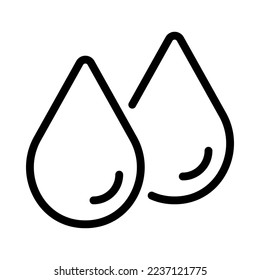 Zwei Tropfen Wasserlinie Symbol. Flüssigkeiten, Durst, Wasser, Öl, Wasserversorgung, Großhandel. Getränkekonzept. Weißer Hintergrund. Vektorsymbol für Unternehmen und Werbung