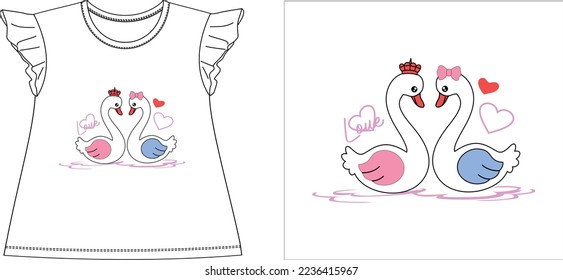 two duck
t shirt graphic design vector illustration digital file
